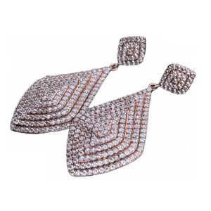 Diamond Earrings. Rose gold over silver. Diamond accents.